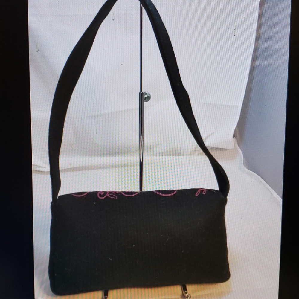 Maurizio Taiuti Black Leather Bag w/Pink Accents - Picture 4 of 8